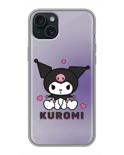 Чохол для iPhone 15 Plus з картинкою «Kuromi — фіолетовий арт»