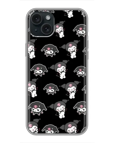 Чохол для iPhone 15 Plus з картинкою «Чорний паттерн Kuromi»
