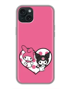 Чохол для iPhone 15 Plus з картинкою «Kuromi та My Melody»