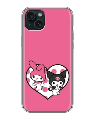Чохол для iPhone 15 Plus з картинкою «Kuromi та My Melody»