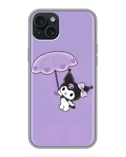 Чохол для iPhone 15 Plus з картинкою «Kuromi з парасолькою»