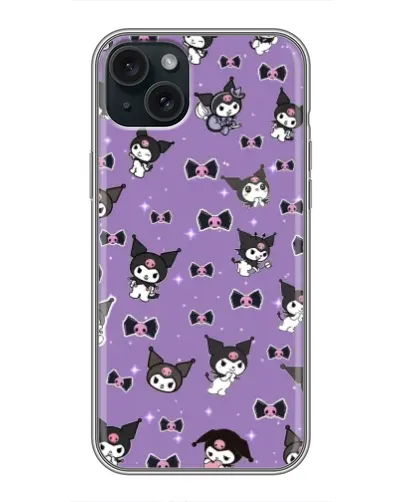 Чохол для iPhone 15 Plus з картинкою «Kuromi — патерн»