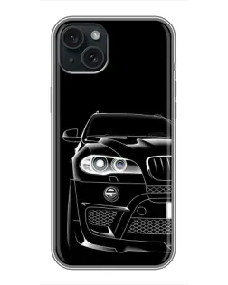 Чохол для iPhone 15 Plus з картинкою «Темний силует BMW»