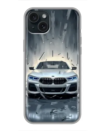 Чохол для iPhone 15 Plus з картинкою «BMW у світлі фар» Чохол для iPhone 15 Plus з картинкою «BMW у світлі фар»