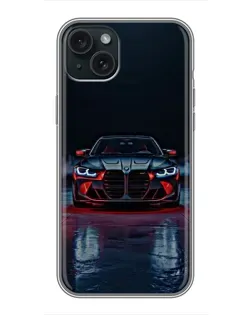 Чохол для iPhone 15 Plus з картинкою «BMW на мокрій дорозі»