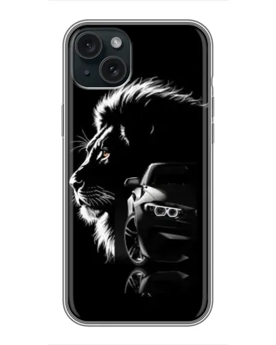 Чохол для iPhone 15 Plus з картинкою «BMW та лев» Чохол для iPhone 15 Plus з картинкою «BMW та лев»