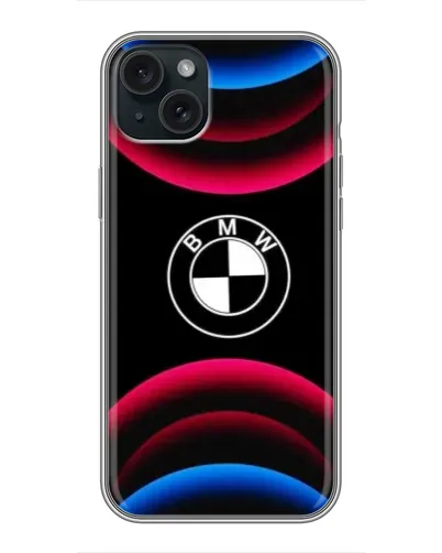 Чохол для iPhone 15 Plus з картинкою «Логотип BMW та неонові дуги» Чохол для iPhone 15 Plus з картинкою «Логотип BMW та неонові дуги»