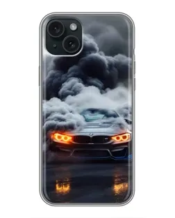 Чохол для iPhone 15 Plus з картинкою «BMW у диму»