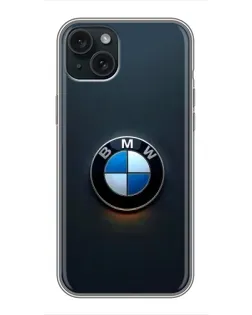 Чохол для iPhone 15 Plus з картинкою «Логотип BMW — мінімалізм»