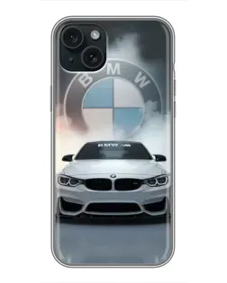 Чохол для iPhone 15 Plus з картинкою «BMW в білому диму»