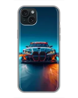 Чохол для iPhone 15 Plus з картинкою «BMW — вогні неону»