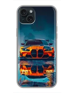 Чохол для iPhone 15 Plus з картинкою «BMW — золота емблема»
