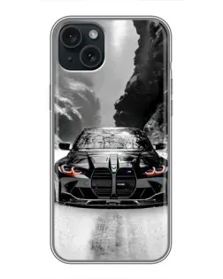 Чохол для iPhone 15 Plus з картинкою «BMW — акварельний дрифт»