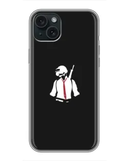 Чохол для iPhone 15 Plus з картинкою «PUBG — силует воїна»
