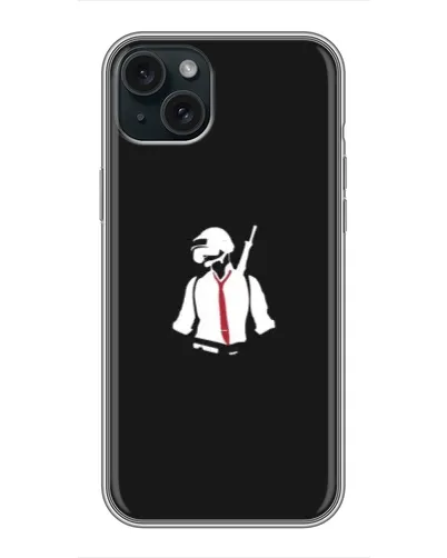 Чохол для iPhone 15 Plus з картинкою «PUBG — силует воїна»