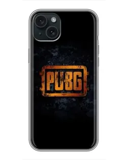 Чохол для iPhone 15 Plus з картинкою «PUBG — золотий логотип»