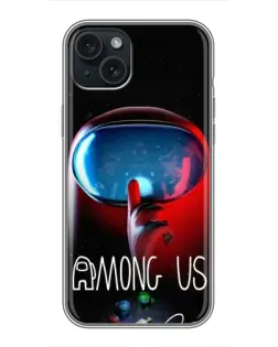 Чохол для iPhone 15 Plus з картинкою «Червоний імпостер — макро»
