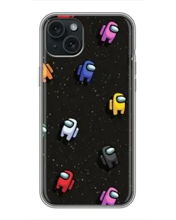 Чохол для iPhone 15 Plus з картинкою «Космічний патерн Among Us»