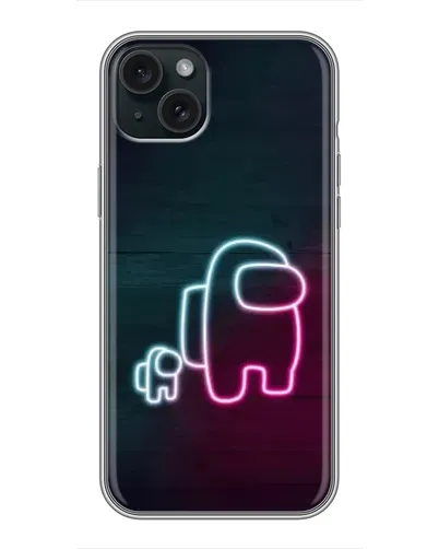 Чохол для iPhone 15 Plus з картинкою «Among Us неон-арт»