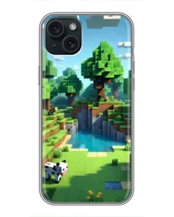 Чохол для iPhone 15 Plus з картинкою «Minecraft літній день»