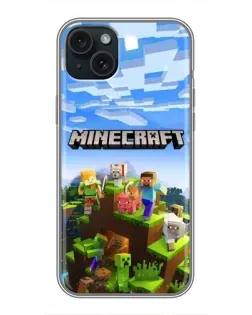 Чохол для iPhone 15 Plus з картинкою «Minecraft класичний світ»
