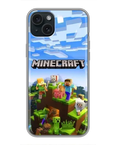 Чохол для iPhone 15 Plus з картинкою «Minecraft класичний світ»