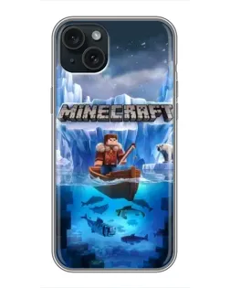Чохол для iPhone 15 Plus з картинкою «Minecraft льодянийсвіт»