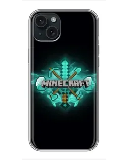 Чохол для iPhone 15 Plus з картинкою «Minecraft Diamond лого»