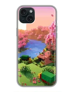 Чохол для iPhone 15 Plus з картинкою «Рожеве дерево Minecraft»