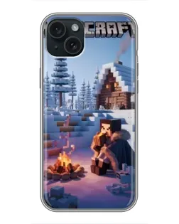 Чохол для iPhone 15 Plus з картинкою «Зимовий Minecraft»