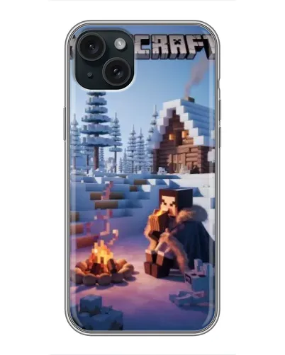 Чохол для iPhone 15 Plus з картинкою «Зимовий Minecraft»