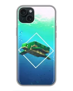Чохол для iPhone 15 Plus з картинкою «Черепаха Minecraft»