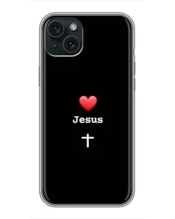 Чехол для iPhone 15 Plus с картинкой «Сердце - Jesus»