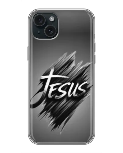 Чехол для iPhone 15 Plus с картинкой «Надпись Jesus Graffiti»