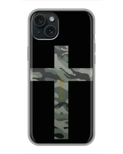 Чехол для iPhone 15 Plus с картинкой «Милитари Крест»