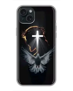 Чехол для iPhone 15 Plus с картинкой «Голубь и Свет»