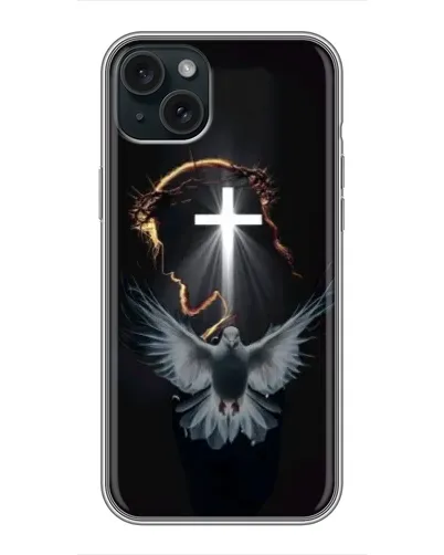 Чехол для iPhone 15 Plus с картинкой «Голубь и Свет»