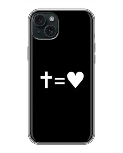 Чехол для iPhone 15 Plus с картинкой «Крест и Сердце»