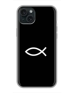 Чехол для iPhone 15 Plus с картинкой «Символ рыбы Jesus»