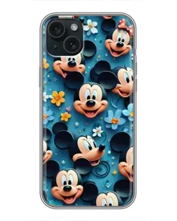 Чохол для iPhone 15 Plus з картинкою «Паттерн Міккі та Мінні»