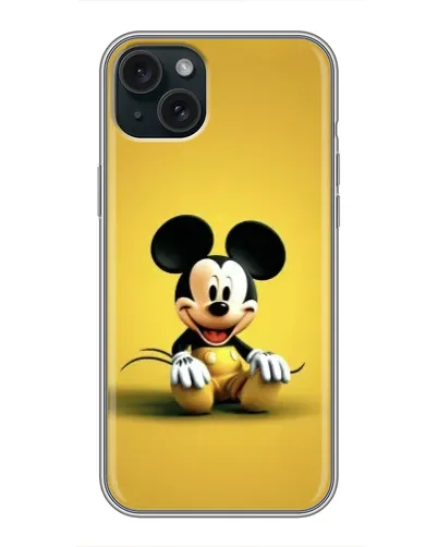 Чохол для iPhone 15 Plus з картинкою «Міккі на жовтому»