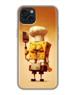 Чохол для iPhone 15 Plus з картинкою «Губка Боб кухар»