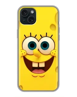 Чохол для iPhone 15 Plus з картинкою «Губка Боб посмішка»