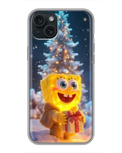 Чохол для iPhone 15 Plus з картинкою «Різдвяний Спанч Боб»