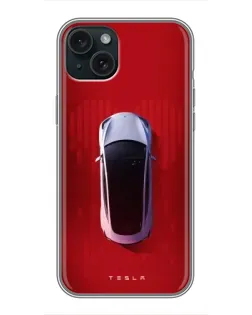 Чохол для iPhone 15 Plus з картинкою «Tesla Top View»