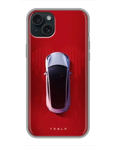 Чохол для iPhone 15 Plus з картинкою «Tesla Top View»