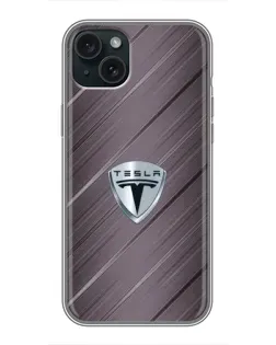 Чохол для iPhone 15 Plus з картинкою «Металева текстура Tesla»