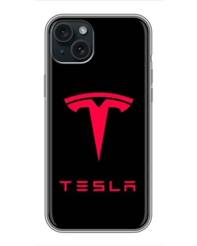 Чохол для iPhone 15 Plus з картинкою «Tesla Red Logo»