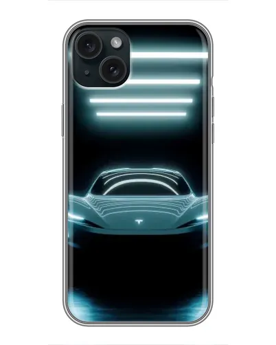 Чохол для iPhone 15 Plus з картинкою «Tesla в неоні»