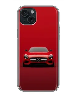 Чехол для iPhone 15 Plus с картинкой «Красный Mercedes AMG»